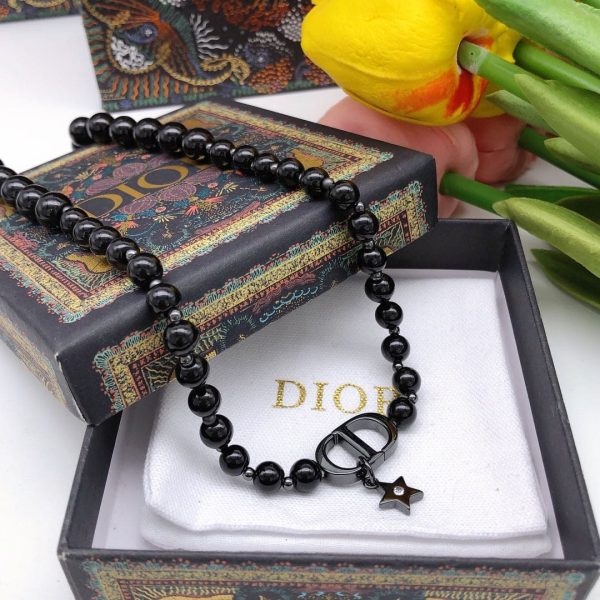 18K CD Black Crystal Beads Necklace - 图片 9