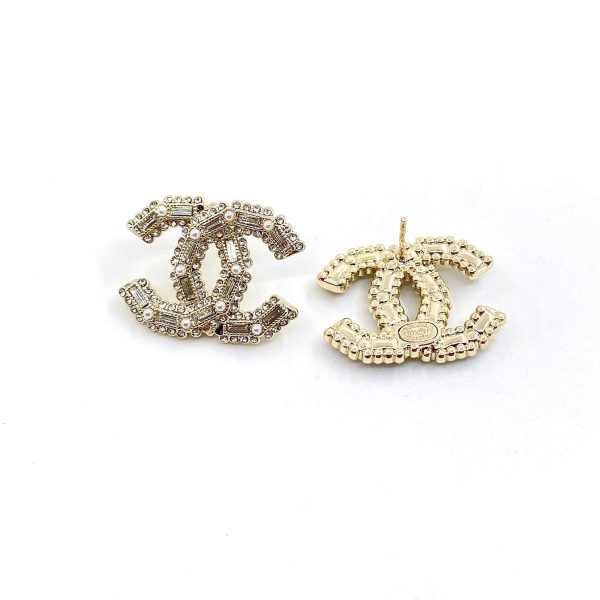18K CC Push Back Earrings - 图片 2