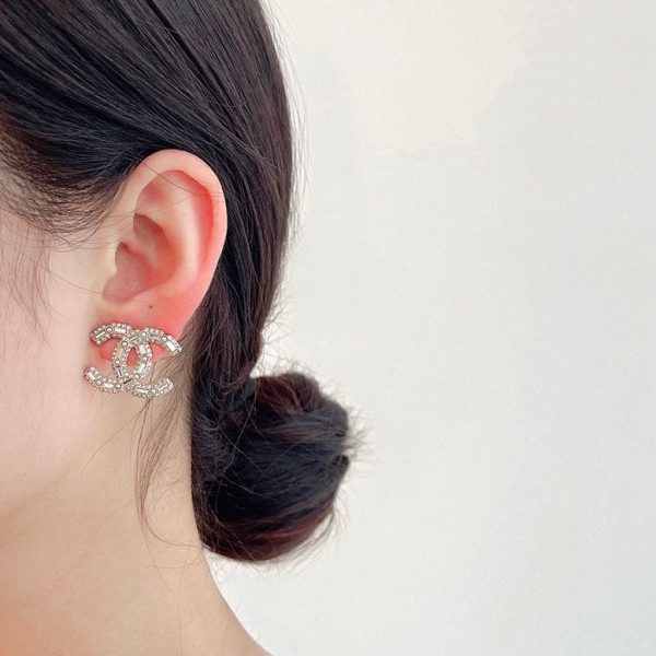 18K CC Push Back Earrings - 图片 3