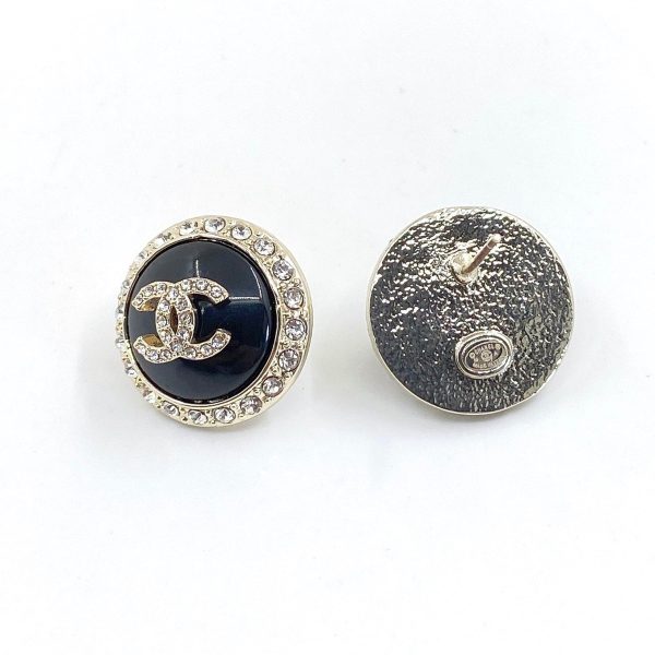 18K CC Black Crystal Earrings - 图片 3