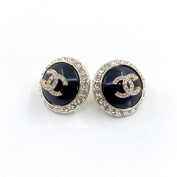 18K CC Black Crystal Earrings - 图片 4