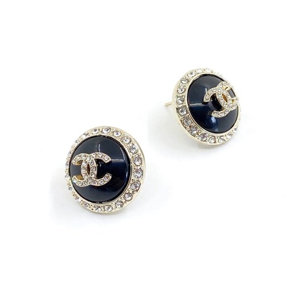 18K CC Black Crystal Earrings - 图片 6