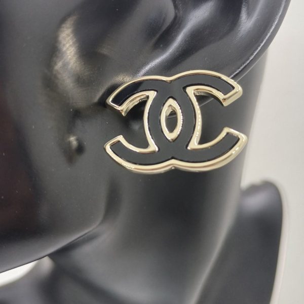 18K CC Black Earrings - 图片 2
