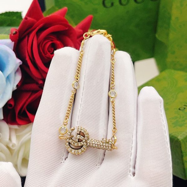 18K Double G Crystal Key Bracelet - 图片 5