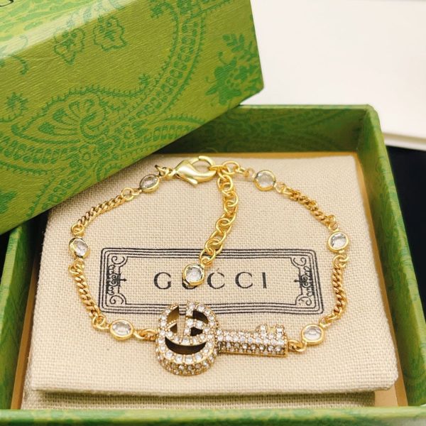 18K Double G Crystal Key Bracelet - 图片 2