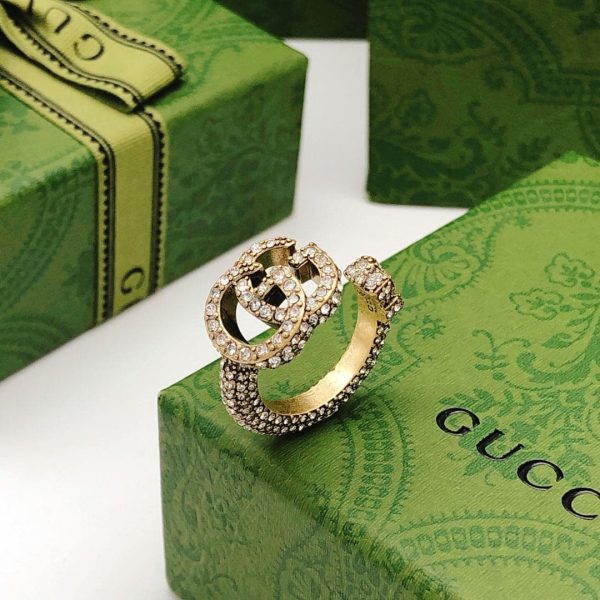 18K Double G Crystal Ring - 图片 5