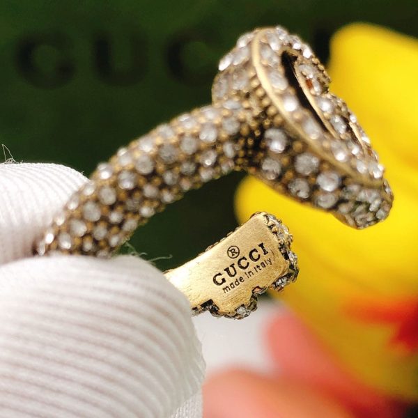 18K Double G Crystal Ring - 图片 2