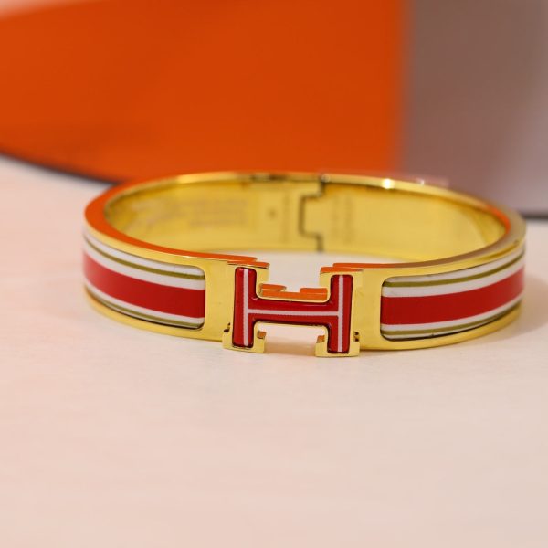 18K Clic H Red & White Bracelet - 图片 2