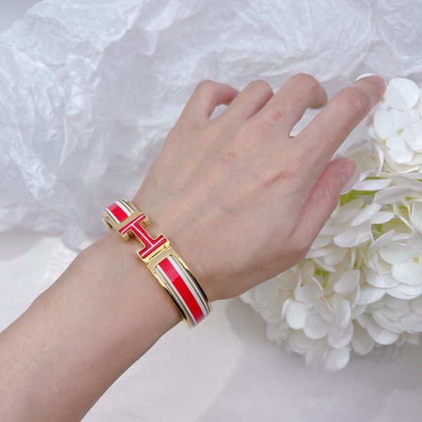 18K Clic H Red & White Bracelet - 图片 3