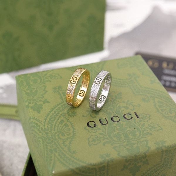 18K Double G Icon Full Diamonds Ring - 图片 2