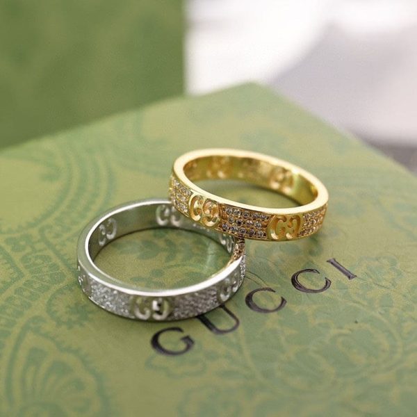 18K Double G Icon Full Diamonds Ring - 图片 3