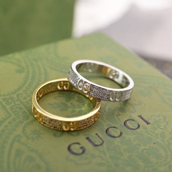 18K Double G Icon Full Diamonds Ring - 图片 4