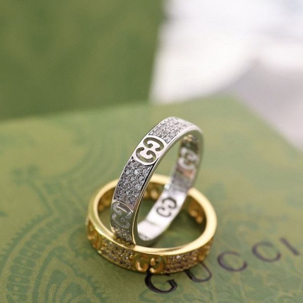 18K Double G Icon Full Diamonds Ring - 图片 5