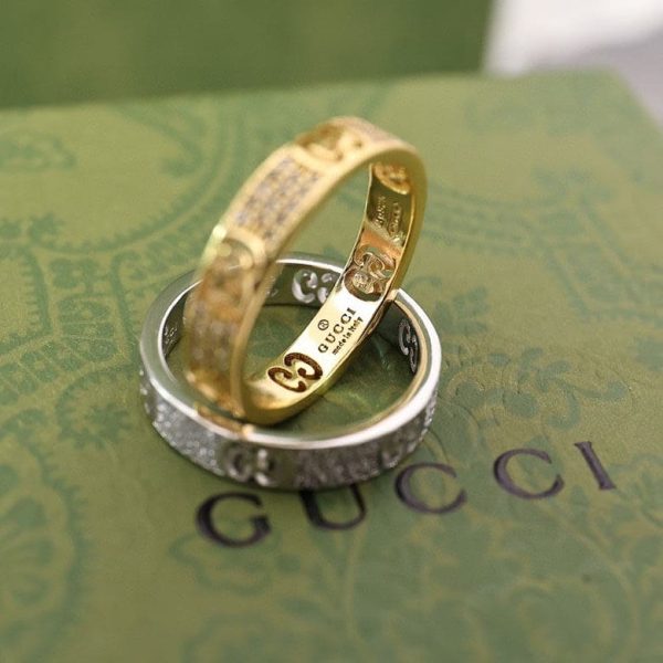 18K Double G Icon Full Diamonds Ring - 图片 7
