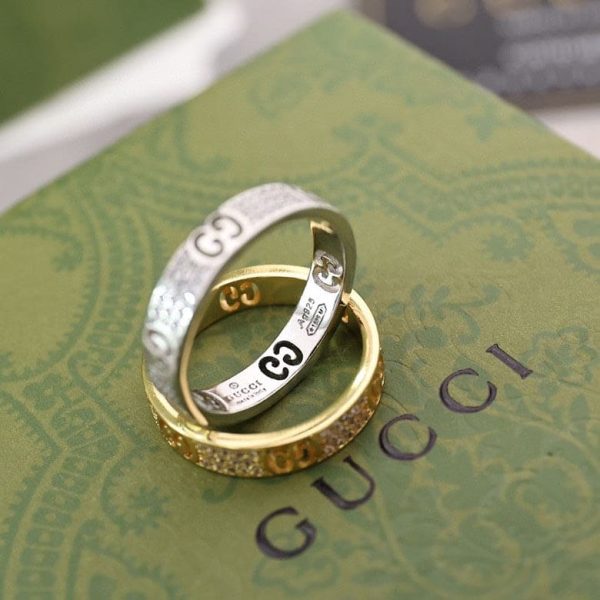 18K Double G Icon Full Diamonds Ring - 图片 8