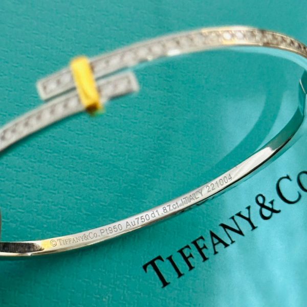 18K T Edge Hinged Bypass Bangle Bracelet - 图片 7