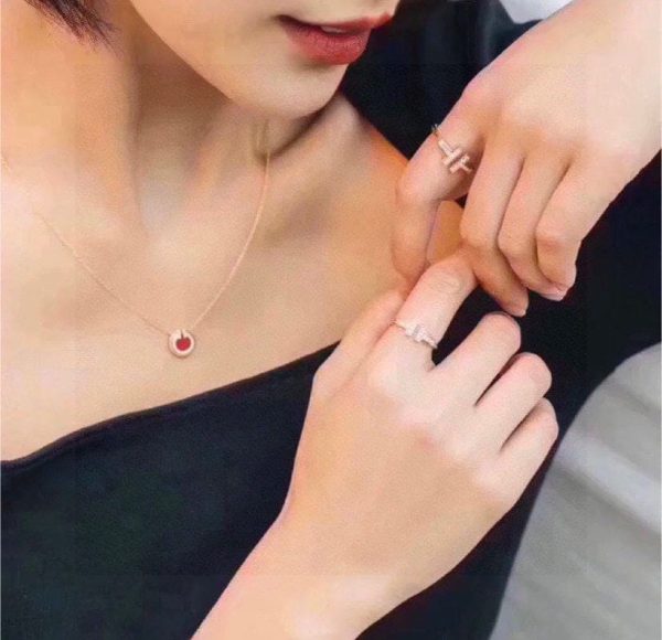 18K T Diamond & Turquoise Circle Pendant Necklace - 图片 4
