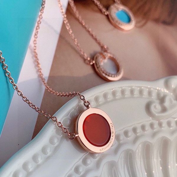 18K T Diamond & Turquoise Circle Pendant Necklace - 图片 8