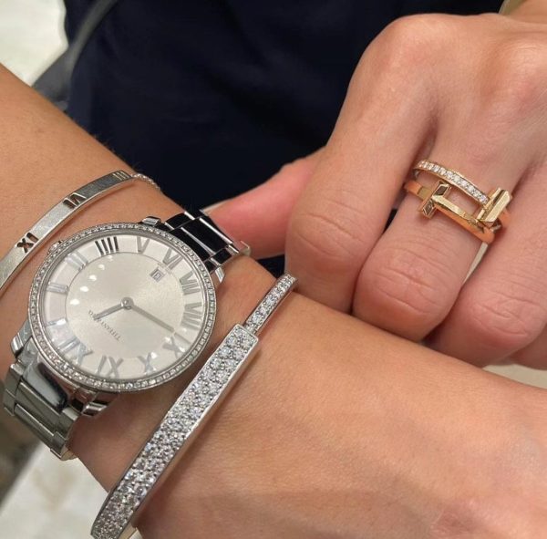 18K T Lock Bangle Full Pavé Diamonds Bracelet - 图片 5