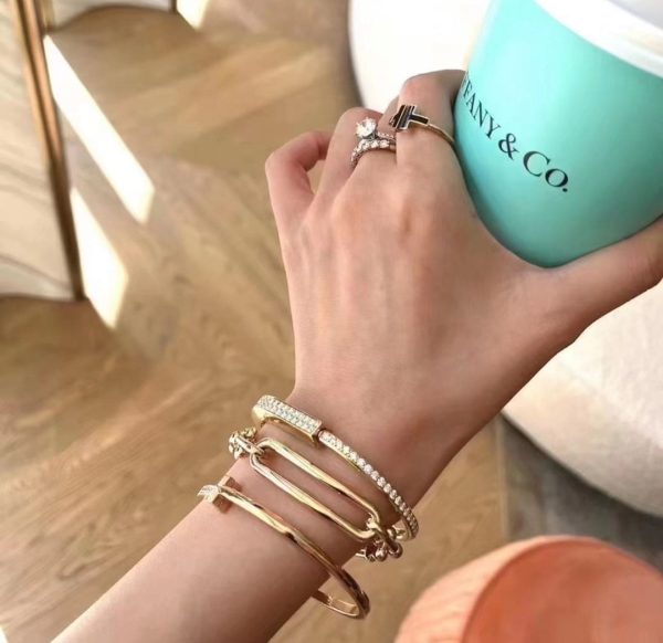 18K T Lock Bangle Full Pavé Diamonds Bracelet - 图片 10