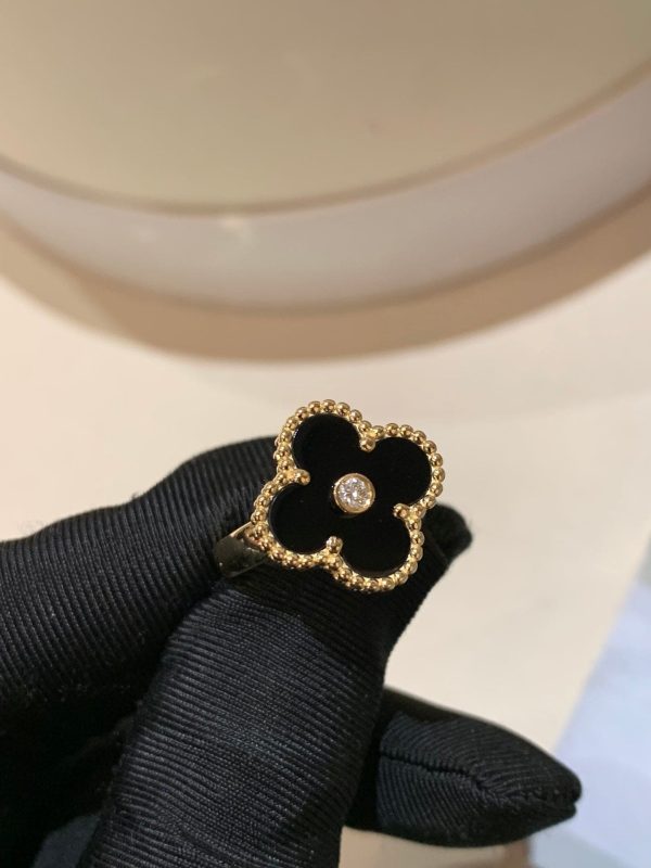 18K Vintage Alhambra Black Ring - 图片 2