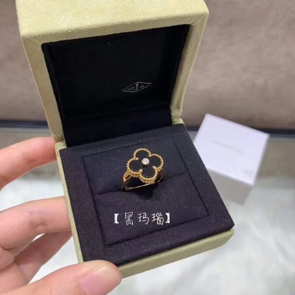 18K Vintage Alhambra Black Ring - 图片 8