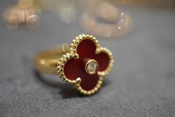 18K Vintage Alhambra Carnelian Ring - 图片 7