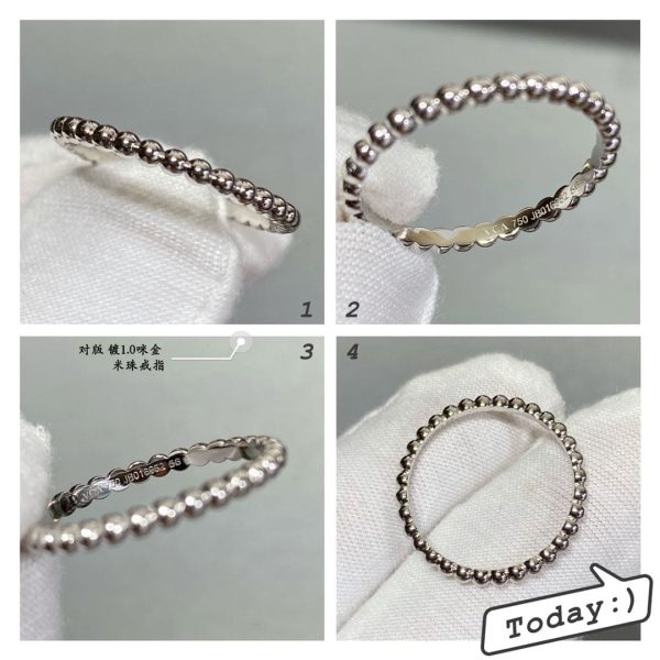 18K White Gold Perlée Pearls Of Gold Ring - 图片 3
