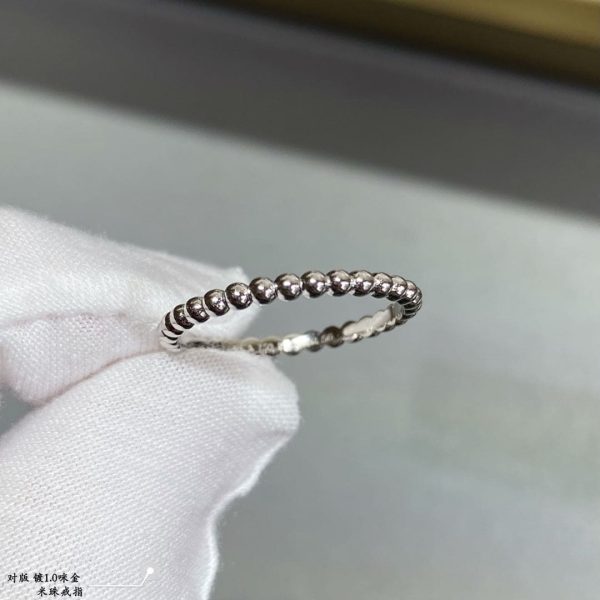 18K White Gold Perlée Pearls Of Gold Ring - 图片 2