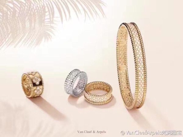 18K Yellow Gold Perlée Diamonds 3 Row Ring - Image 5