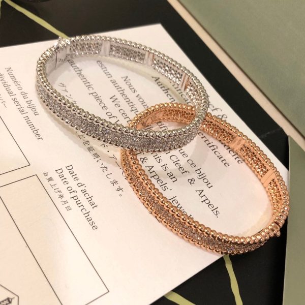 18K White Gold Perlée Diamonds 3 Row Ring - 图片 6