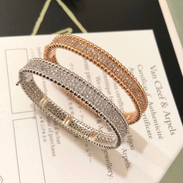 18K White Gold Perlée Diamonds 3 Row Ring - 图片 7