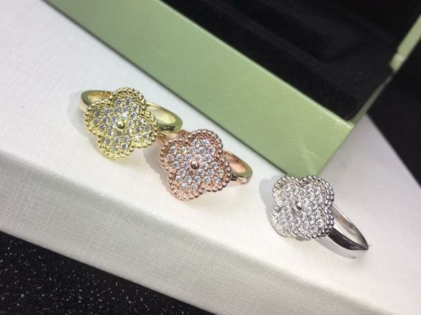 18K Vintage Alhambra Diamonds Ring - 图片 7