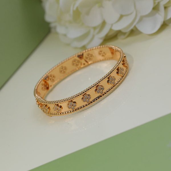 18K Rose Gold Perlée Clovers Bracelet - 图片 4