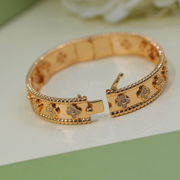 18K Rose Gold Perlée Clovers Bracelet - 图片 7