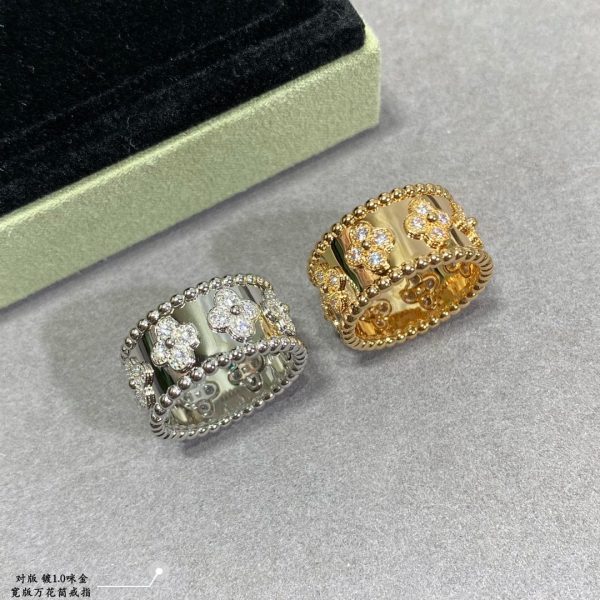 18K Yellow Gold Perlée Clovers Ring - Image 14