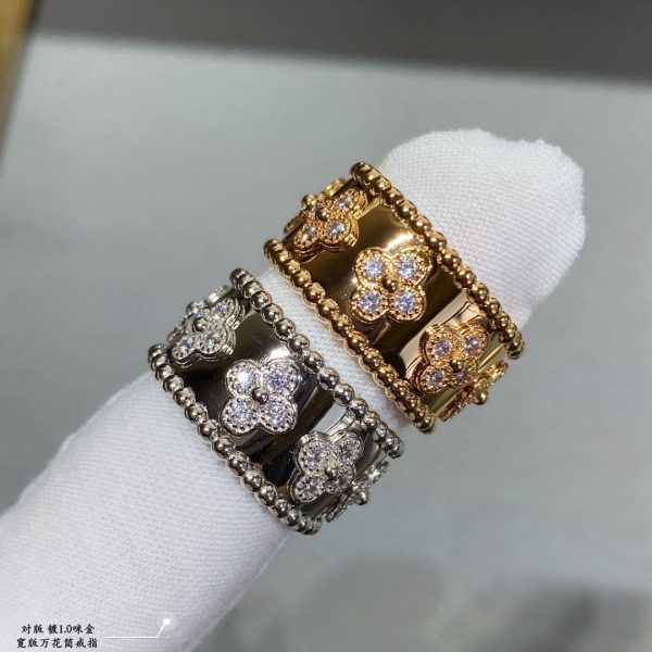 18K Yellow Gold Perlée Clovers Ring - Image 15