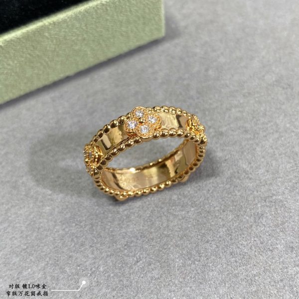 18K Rose Gold Perlée Clovers Ring - 图片 4
