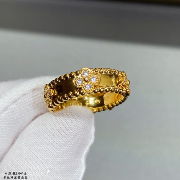 18K Rose Gold Perlée Clovers Ring - 图片 5