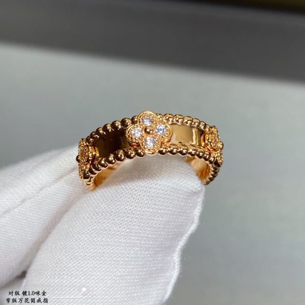 18K Rose Gold Perlée Clovers Ring - 图片 6