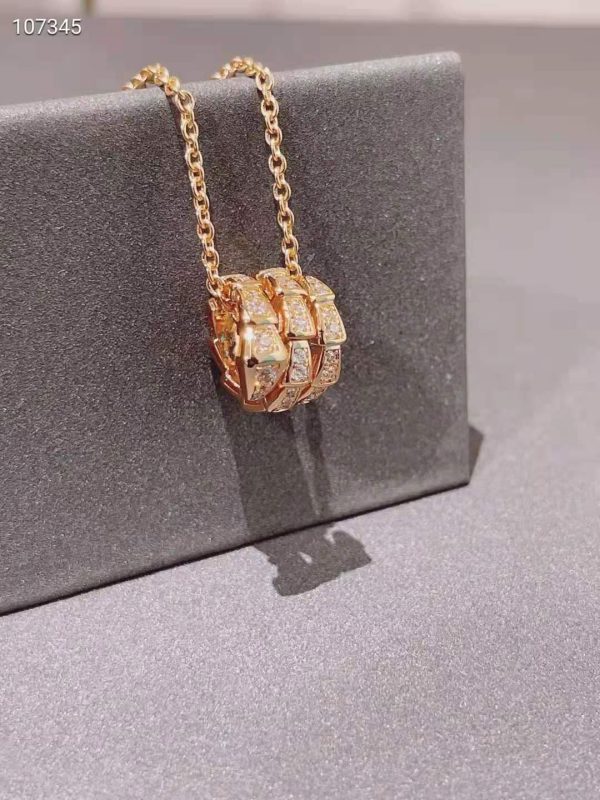 18K BV Serpenti Viper Pave Diamonds Necklace - Image 4