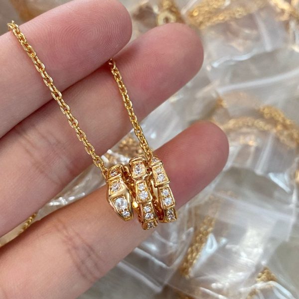 18K BV Serpenti Viper Pave Diamonds Necklace - Image 5