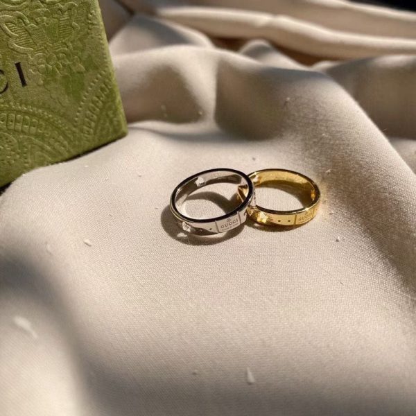 18K Double G White Gold Ring - 图片 2