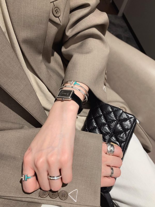18K T Diamond and Turquoise Wire Bracelet - 图片 3