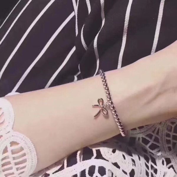 18K T Bow Charm Bead Bracelet - 图片 4