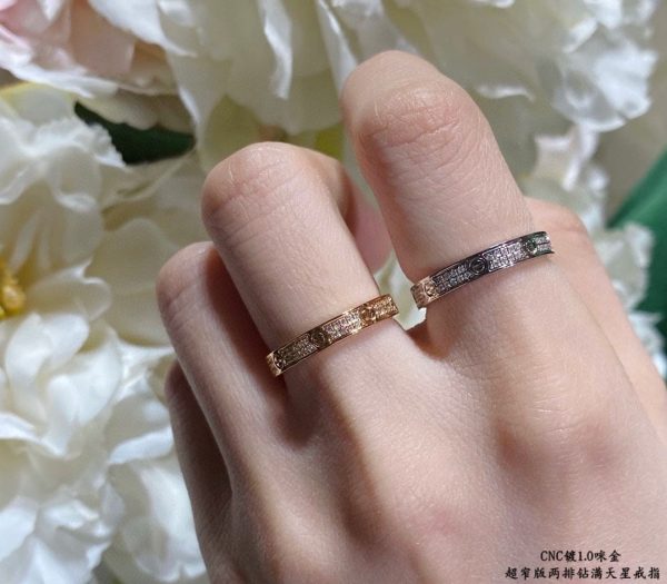 18K Love Diamond-Paved 3mm Ring - 图片 3