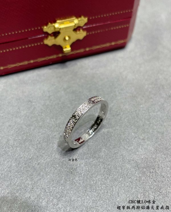 18K Love Diamond-Paved 3mm Ring - 图片 4