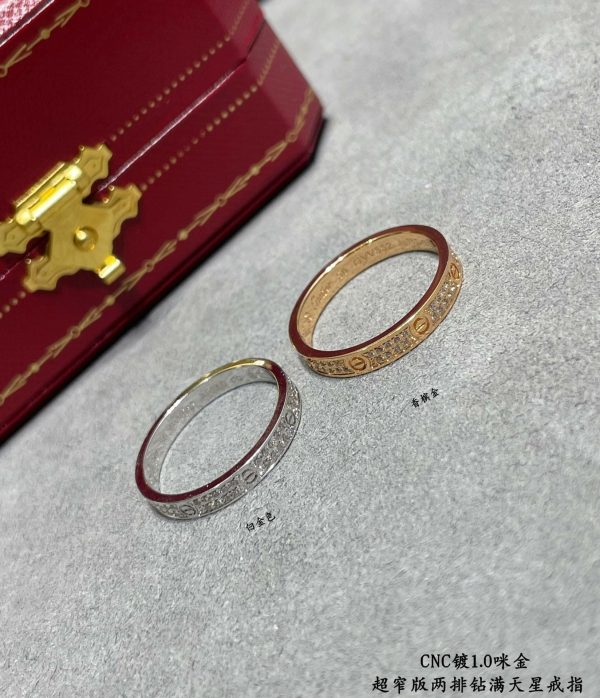 18K Love Diamond-Paved 3mm Ring - 图片 6