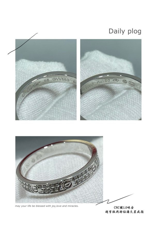 18K Love Diamond-Paved 3mm Ring - 图片 8