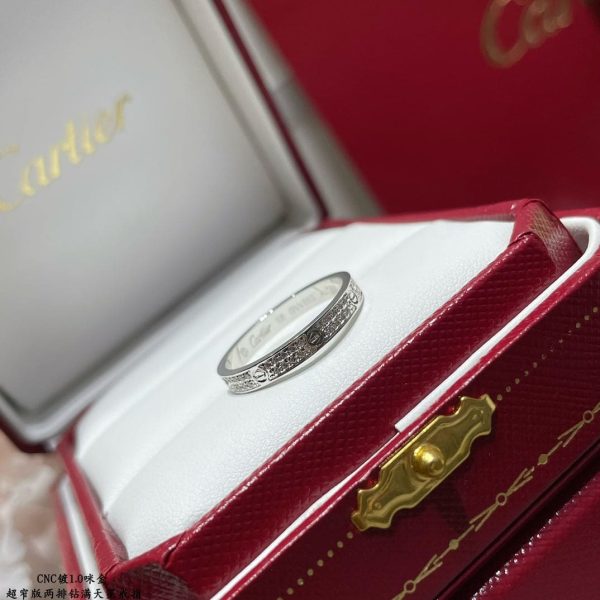 18K Love Diamond-Paved 3mm Ring - 图片 2